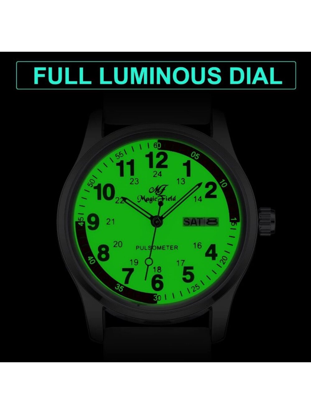 Women's Navy White Easy to Read Military Time Waterproof Luminous Wrist Watch - Picture 6 of 6